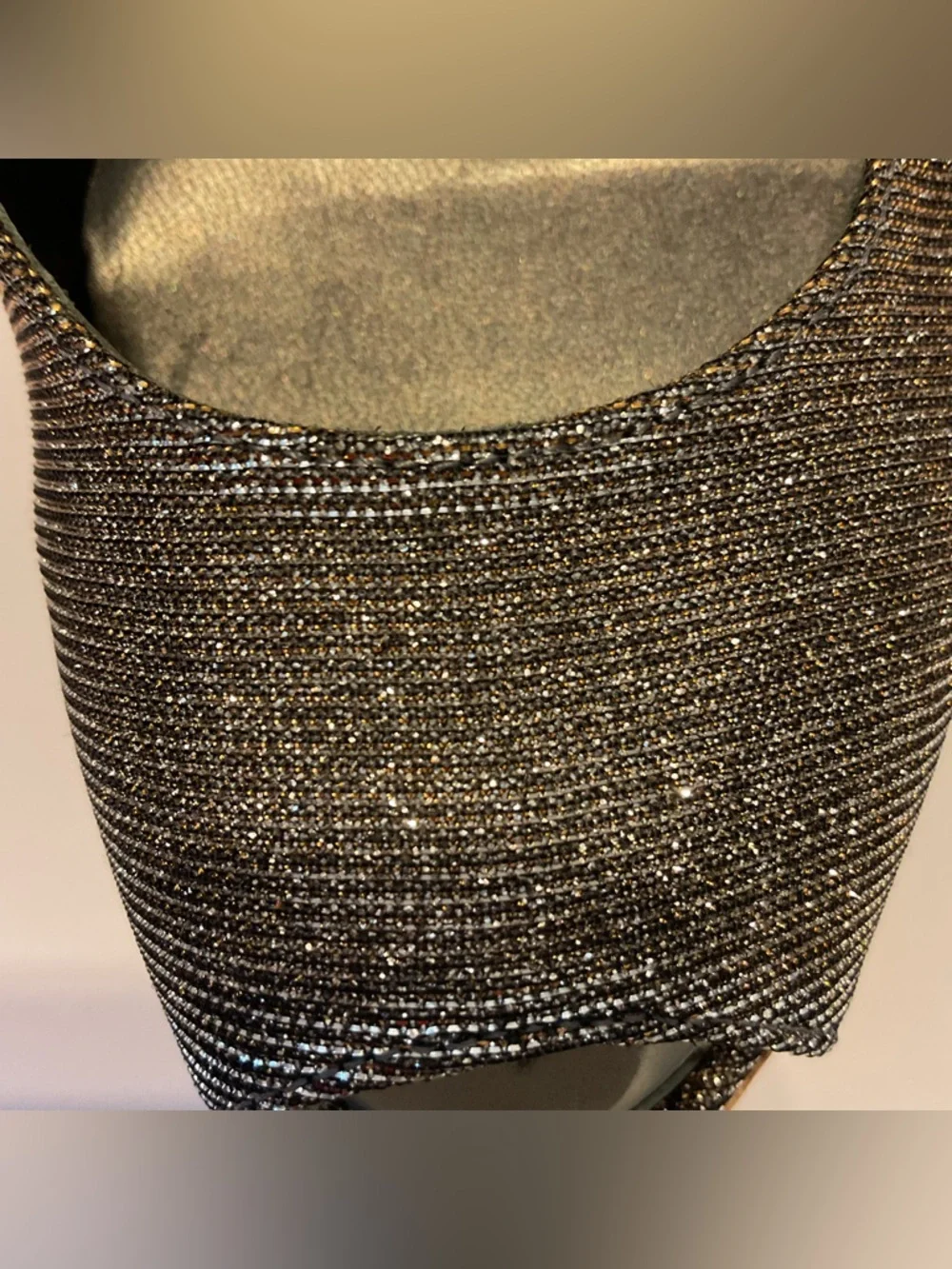 Stuart Weitzman Glitter Metallic Anna Cork Wedge Peep Toe Pumps Shoes Luxury 8